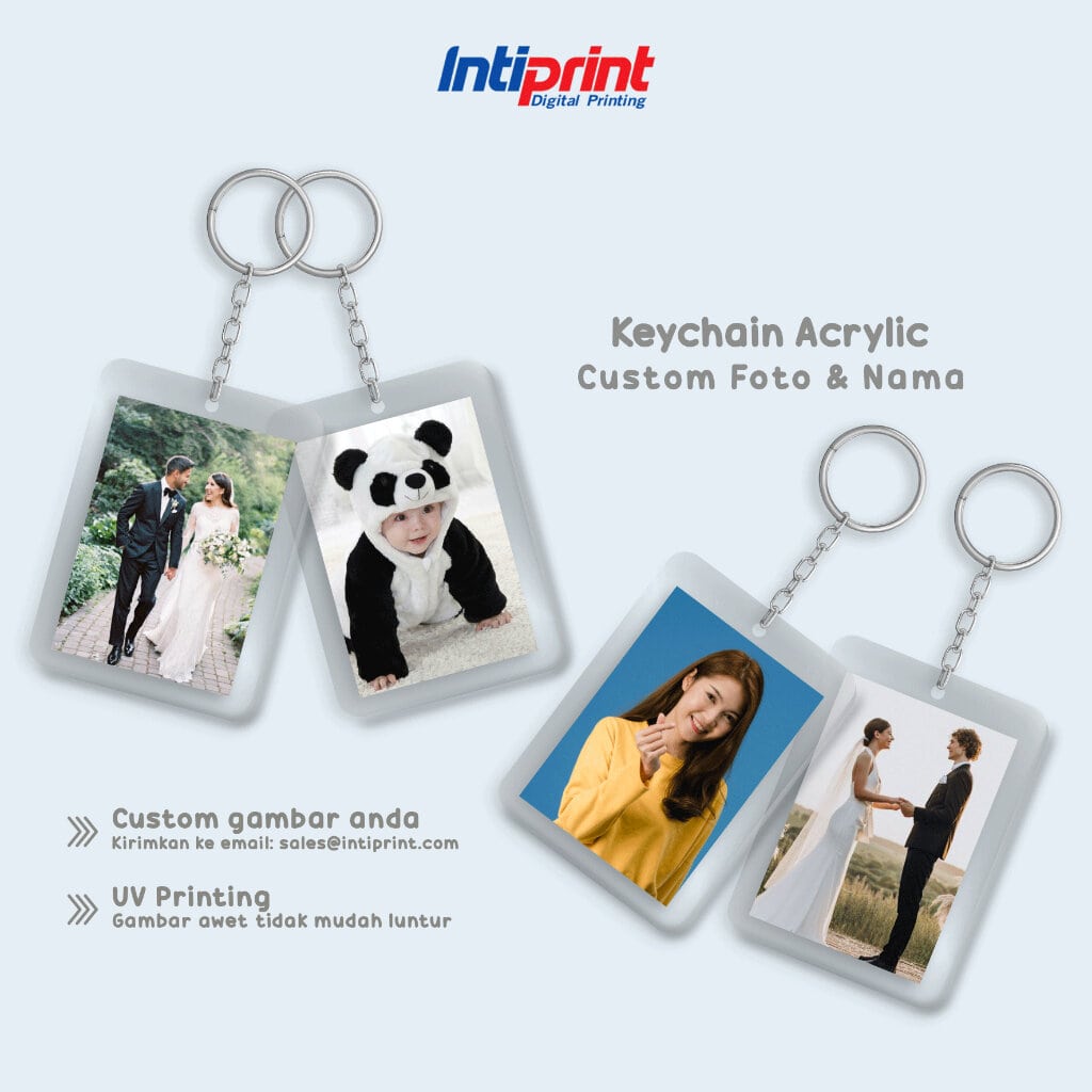 Gantungan Kunci Acrylic Custom Gambar/Nama 4 x 6 cm 2 sisi