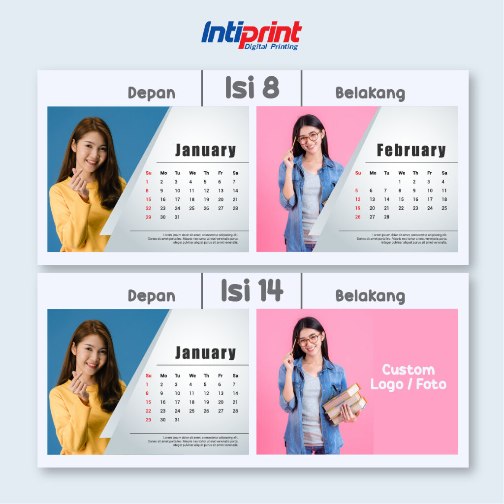 Kalender Meja Custom 21x15cm (14 lbr)