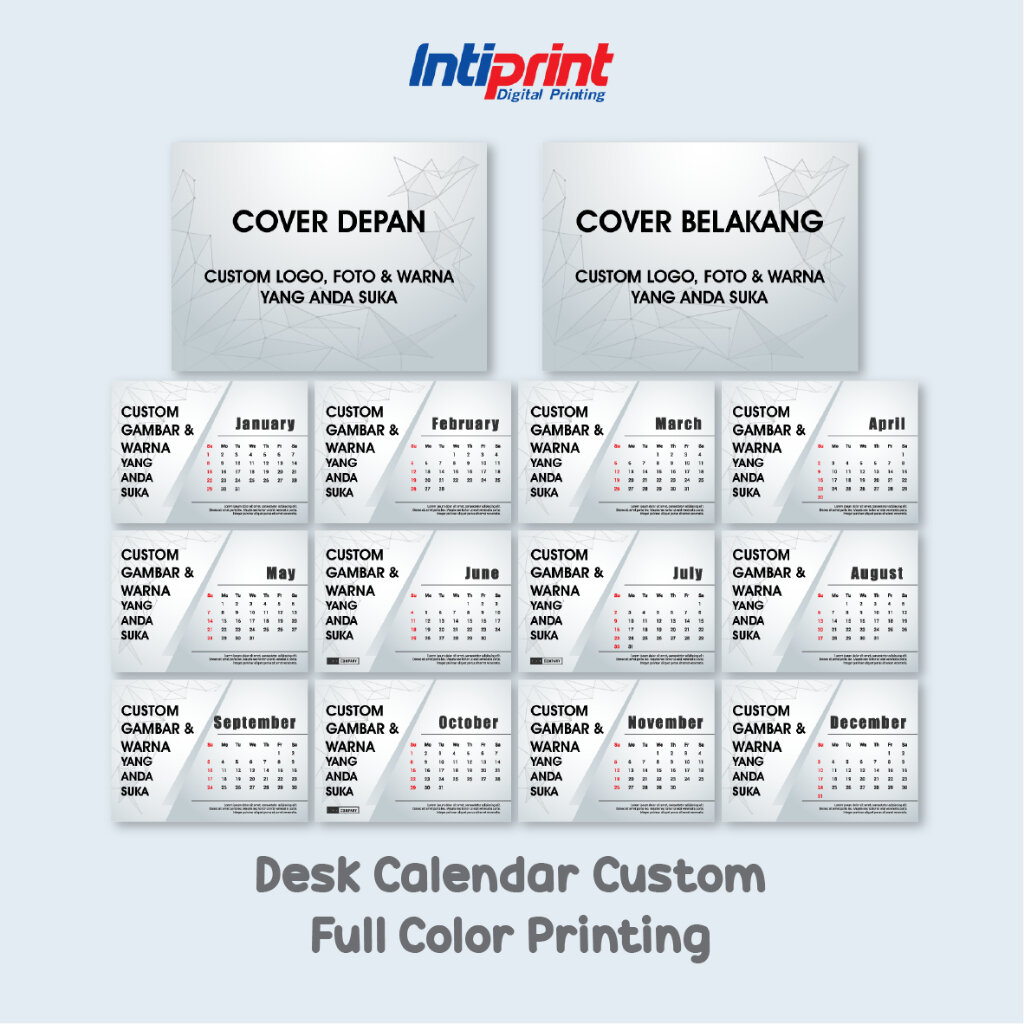 Kalender Meja Custom 21x15cm (14 lbr)
