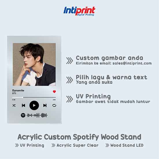 Akrilik Spotify Custom A4 + Stand Kayu 