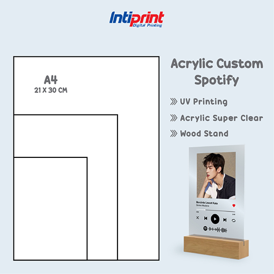 Akrilik Spotify Custom A4 + Stand Kayu 
