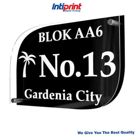 Papan Nomor Rumah Akrilik Custom Datar 30 x 21