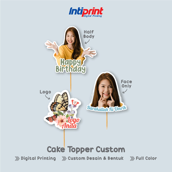 Cake Topper Custom Bentuk Isi 25 Pcs