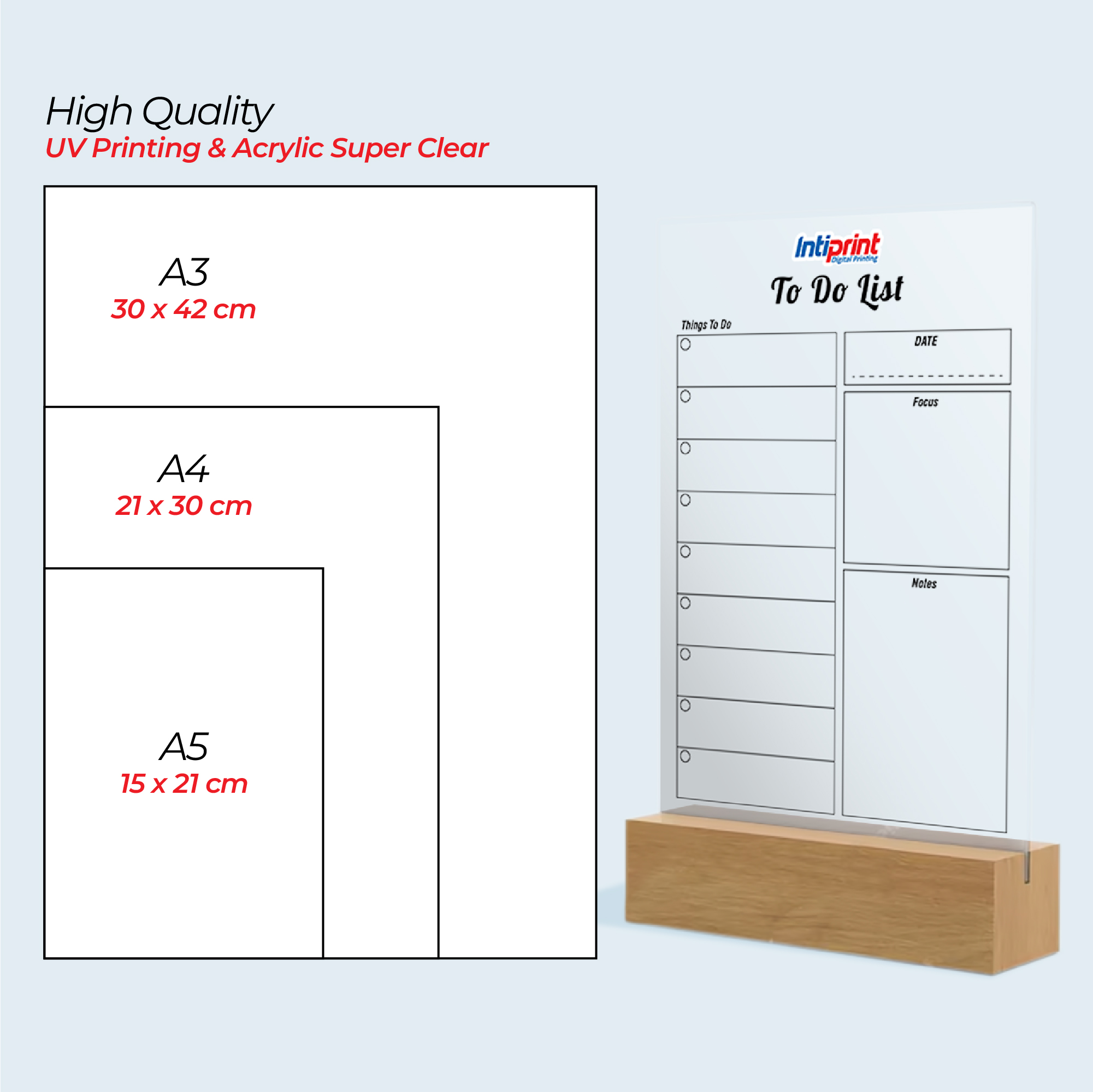 Acrylic To Do List A5 + Stand Kayu