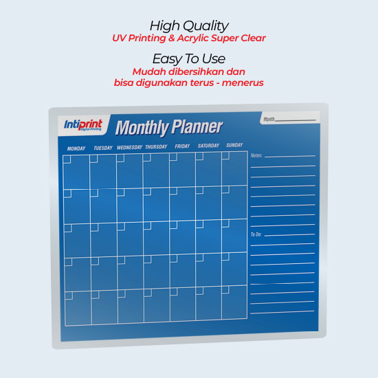 Acrylic Monthly Planner | Acrylic Calendar Free Box Packing Tanpa Sekrup
