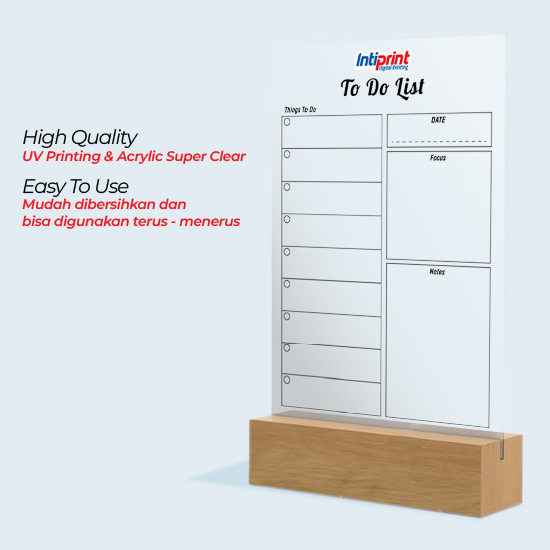 Acrylic To Do List A5 + Stand Kayu