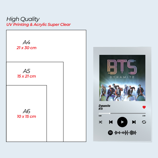 Akrilik Spotify Custom A5 +Stand Kayu