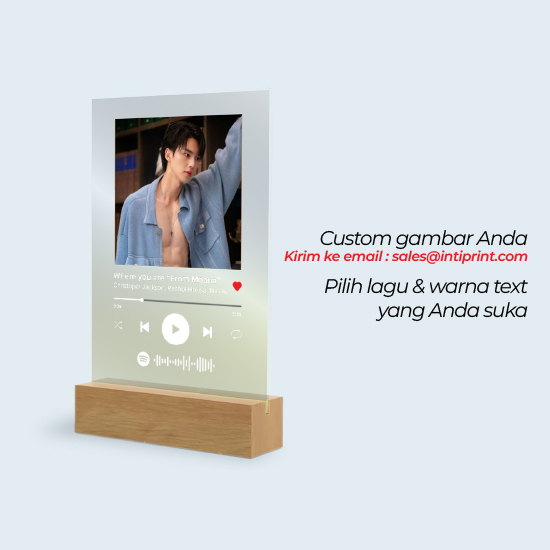Custom Acrylic Spotify Art + Stand Kayu LED Premium A4