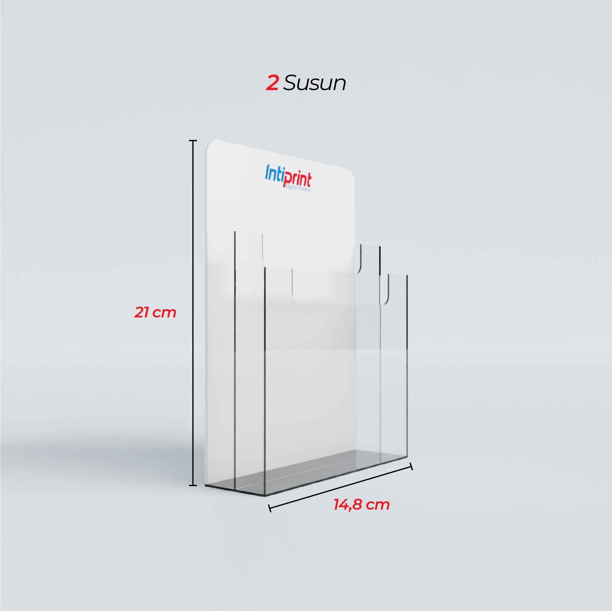Acrylic Brosur Kotak 2 Susun A5 Display