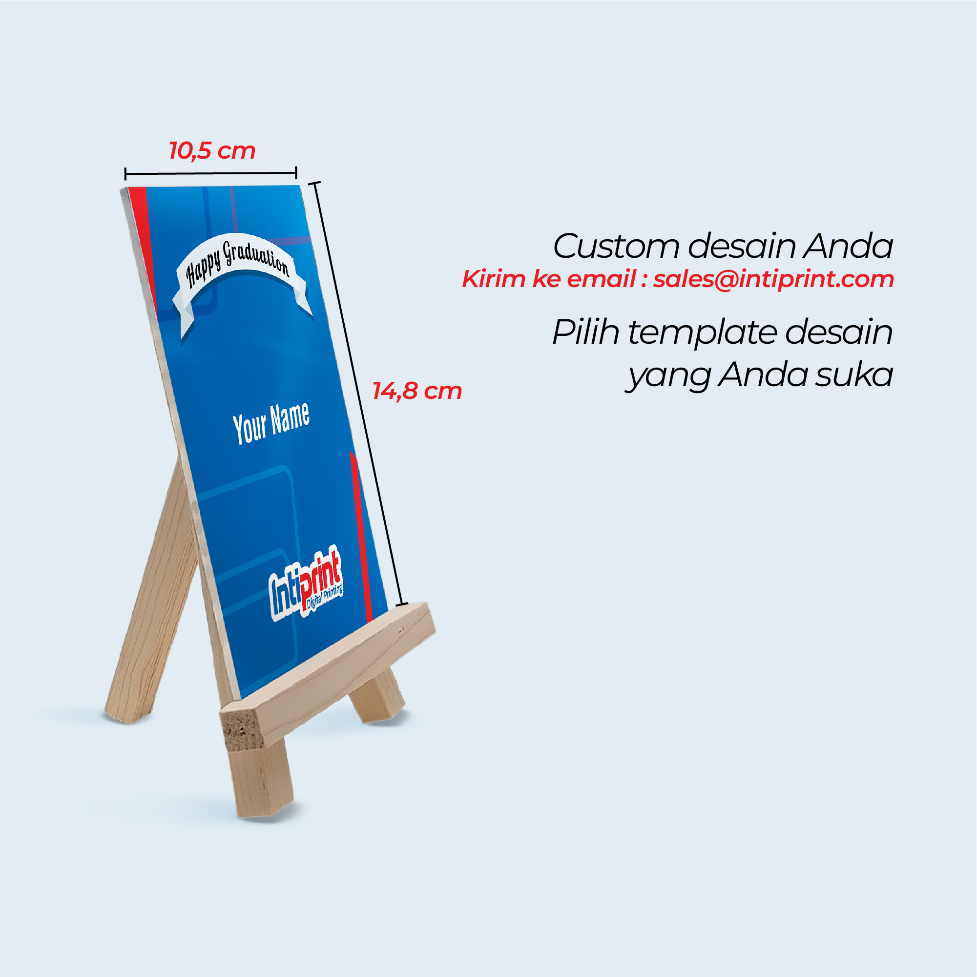 Custom Acrylic Greeting Card A6 + Stand Kayu
