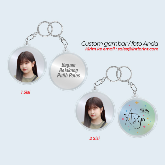 Gantungan Kunci Acrylic Custom Gambar/Nama 4 x 6 cm 2 sisi